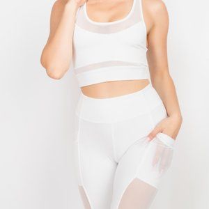 Women's Racerback Mesh Top & Yoga/Biker Shorts Set.